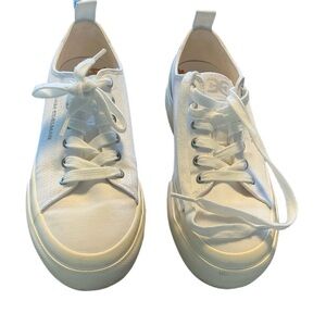 Sam Edelman White Sonia White Platform Canvas Sneakers 7 No Box EUC